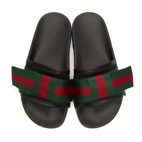 black gucci slides with bow|black gucci slides nordstrom.